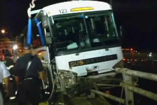 The bus in question, being pulled to safety by the FDNY
